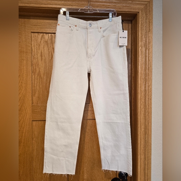 NWT Re/Done 70's Stove Pipe Jeans Vintage White 30 $265 Sold at Revolve - Picture 6 of 16